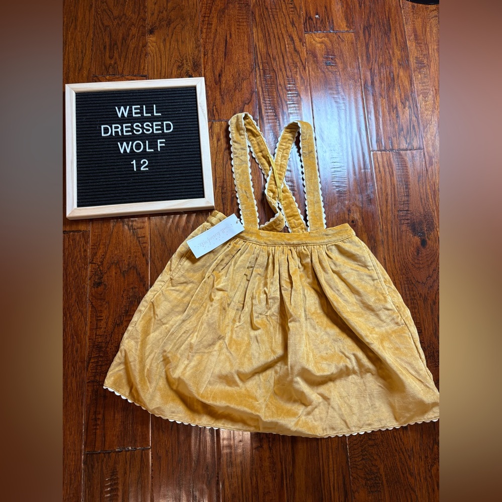 Well dressed wolf NWT Kids Mustard Suspender Skirt